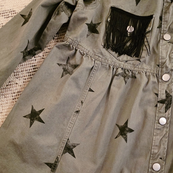 Star Patterned Jacket Shirt with Fringe - Picture 3 of 7